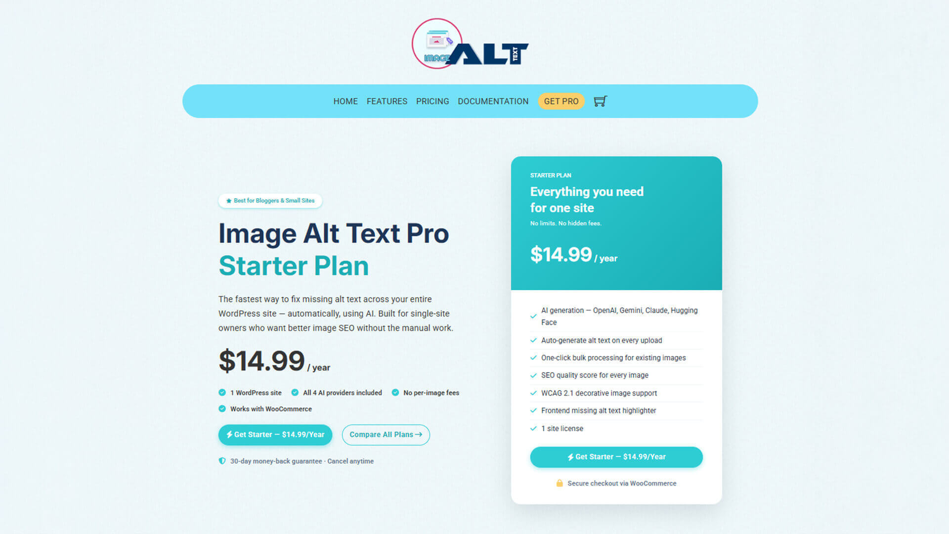 WordPress Alt Text Plugin Single Site — Starter, $14.99/yr